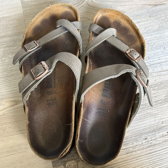 Birkenstock Mayari Birkibuc Leather Sandals in Stone Womens Size 41 (10) - Picture 3 of 8